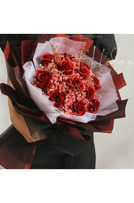 The Moment - 11朵雙色玫瑰花束 (連透明禮盒及LED燈)- Rose